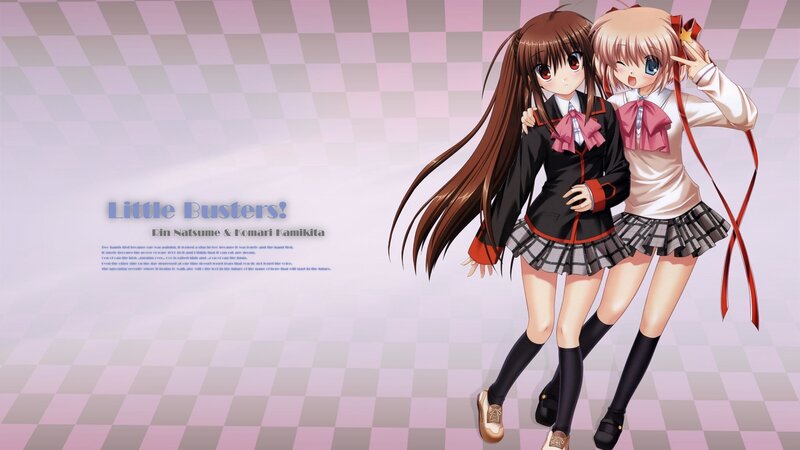Two Anime Girls in School Uniforms — Pink, Playful, School Uniform