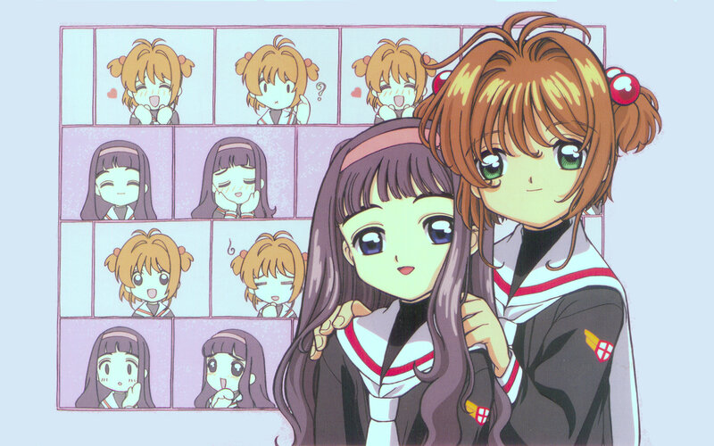 Two Anime Girls in School Uniforms — Purple, Playful, School Uniform, Chibi Panels