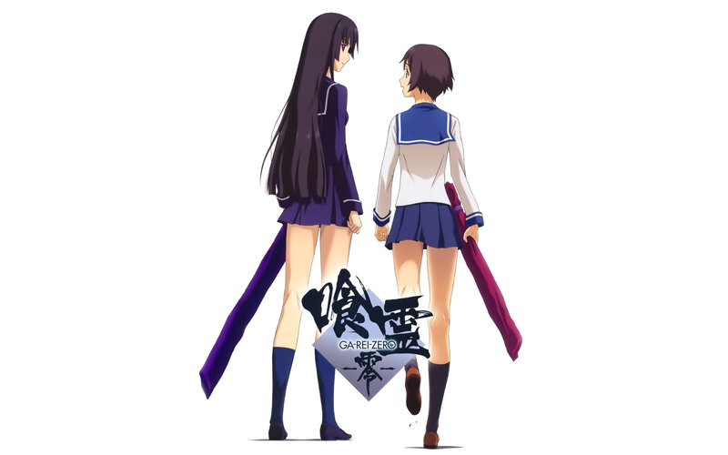 Two Anime Girls in School Uniforms — Purple