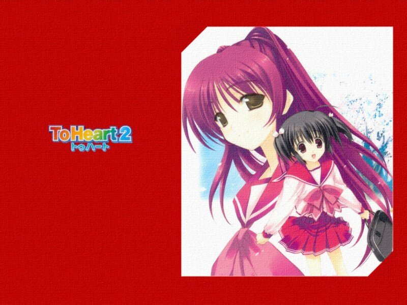 Two Anime Girls in School Uniforms — Red, Calm