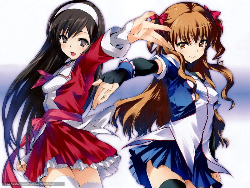 Two anime girls in school uniforms