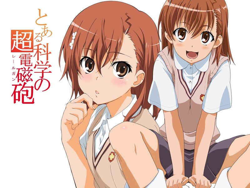 Two Anime Girls in School Uniforms — White, Cheerful