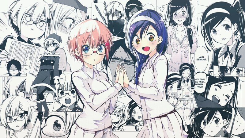 Two Anime Girls in School Uniforms — White, Playful, Manga