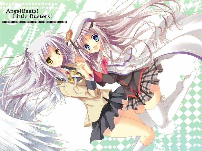 Two Anime Girls in School Uniforms — White