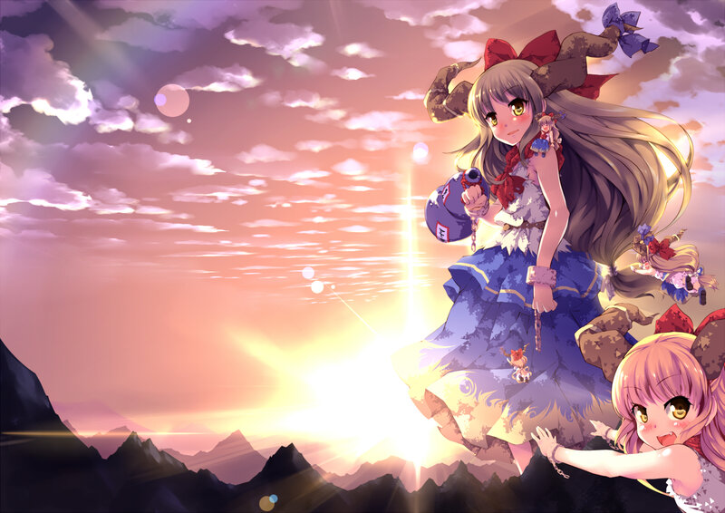 Two Anime Girls in Sky