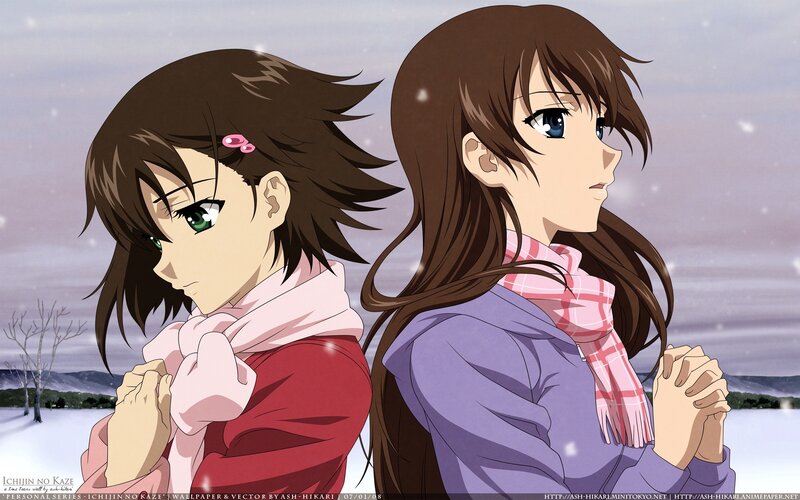 Two Anime Girls in Snow — Brown