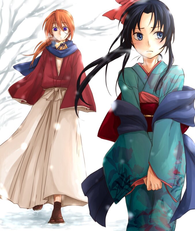 Two Anime Girls in Snow — Green