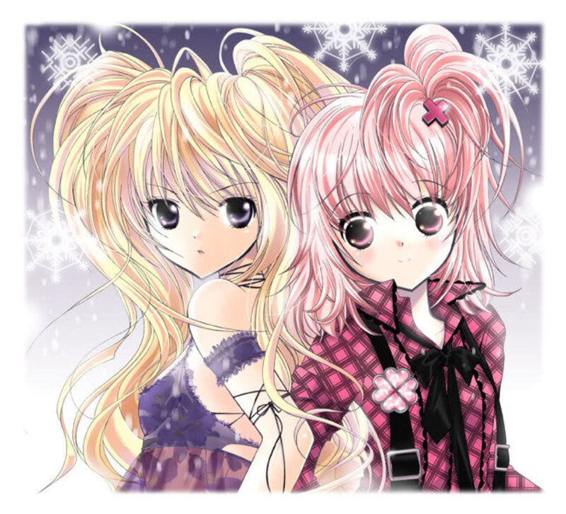 Two Anime Girls in Snow — Pink