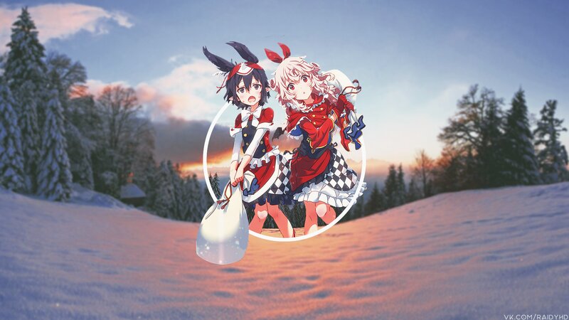 Two Anime Girls in Snow — Red