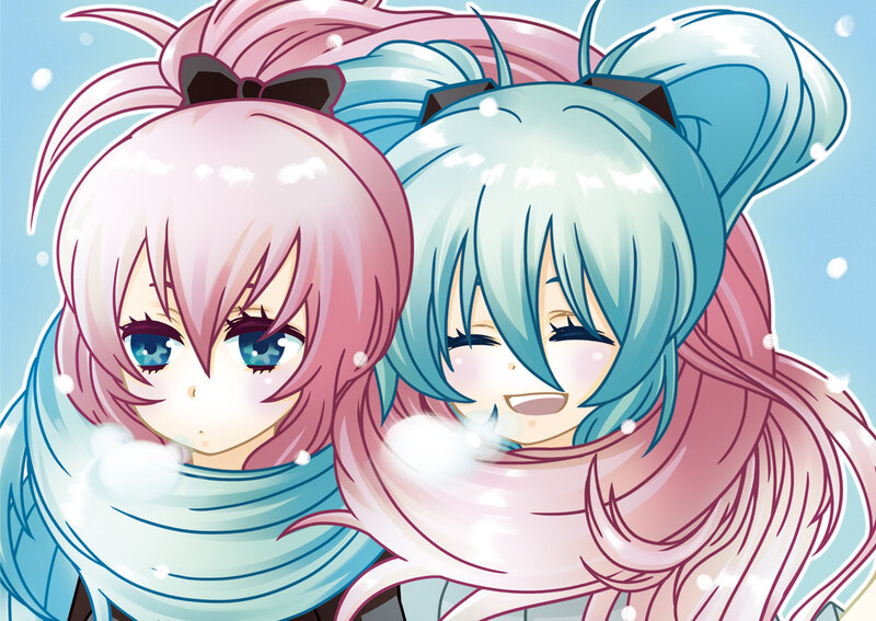 Two Anime Girls in Snow