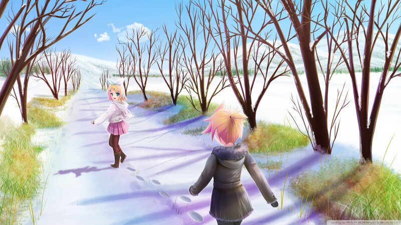 Two Anime Girls in Snow — White, Serene