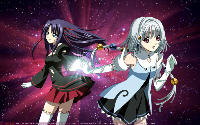 Two anime girls in space
