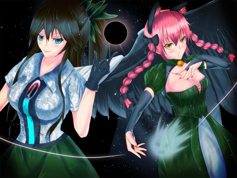 Two anime girls in space
