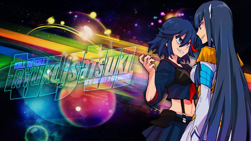 Two Anime Girls in Space — Blue, Dramatic, Night