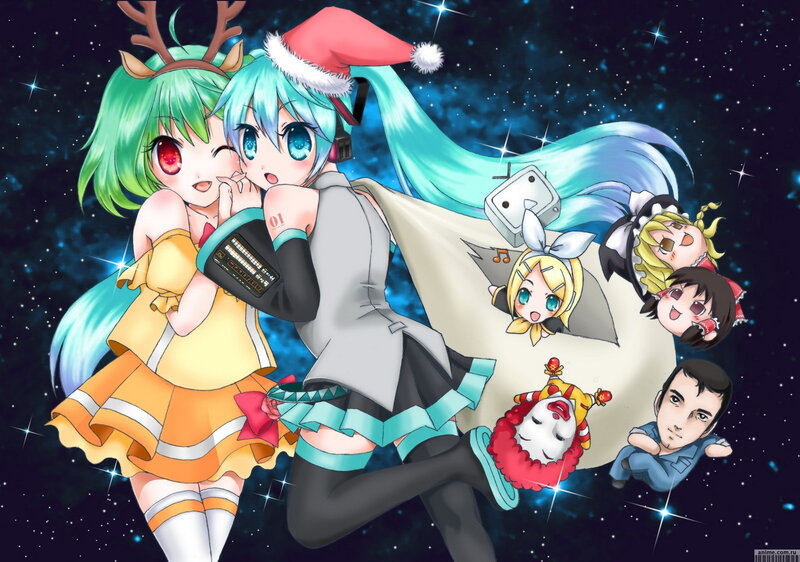 Two Anime Girls in Space — Blue, Festive