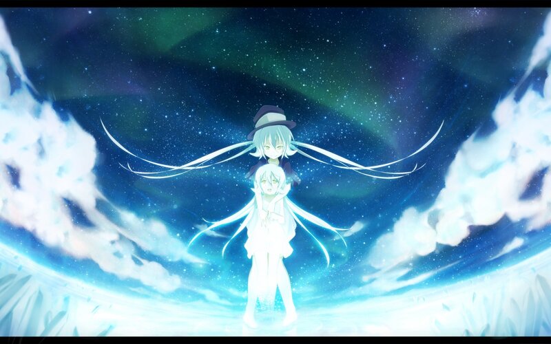Two Anime Girls in Space — Blue, Serene, Night