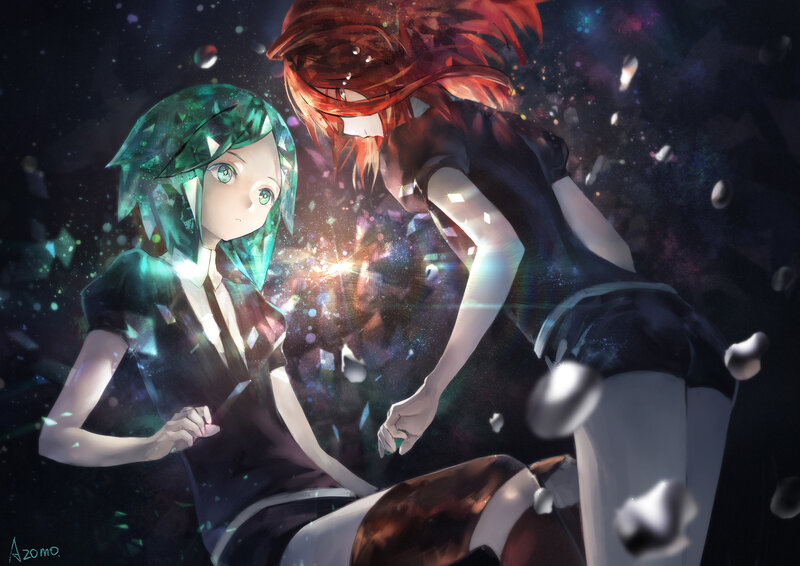 Two Anime Girls in Space — Green, Dramatic