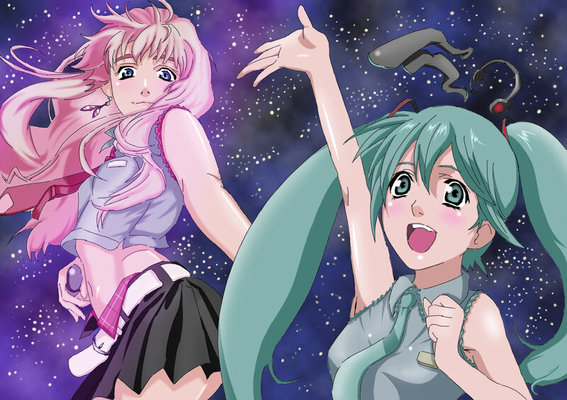 Two Anime Girls in Space — Pink, Energetic