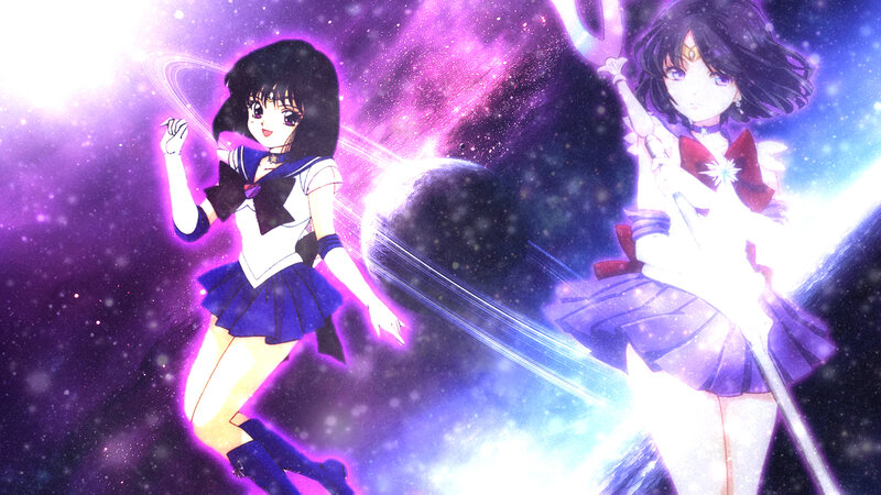 Two Anime Girls in Space — Purple, Dramatic, Night, Planets