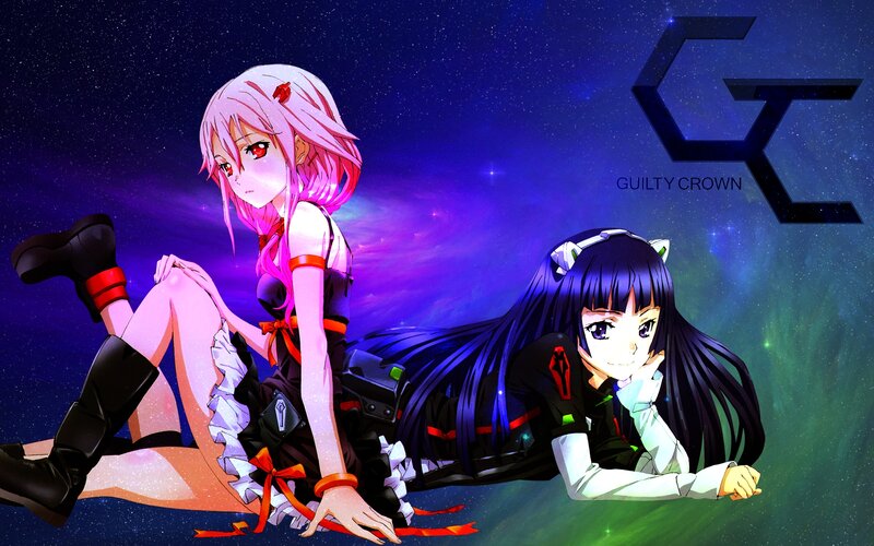 Two Anime Girls in Space — Purple, Dramatic, Night, Stars