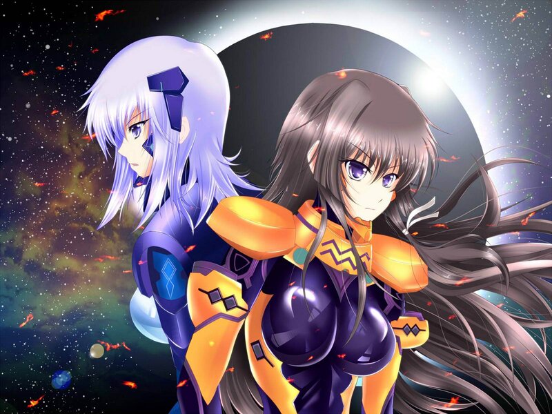 Two Anime Girls in Space — Purple, Dramatic, Night
