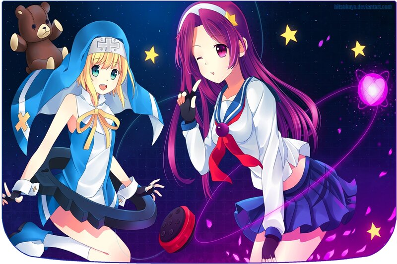 Two Anime Girls in Space — Purple, Playful