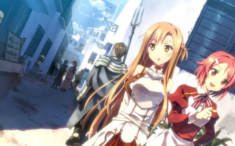 Two Anime Girls in Street — White