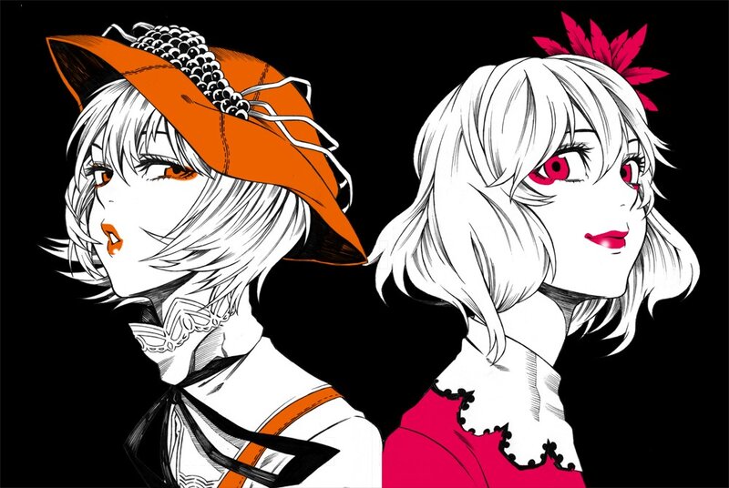 two anime girls in stylized art