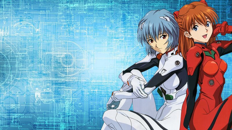 Two Anime Girls in Suits — Blue, Dramatic