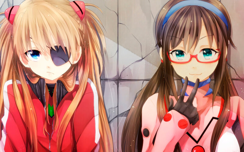Two Anime Girls in Suits — Red, Calm