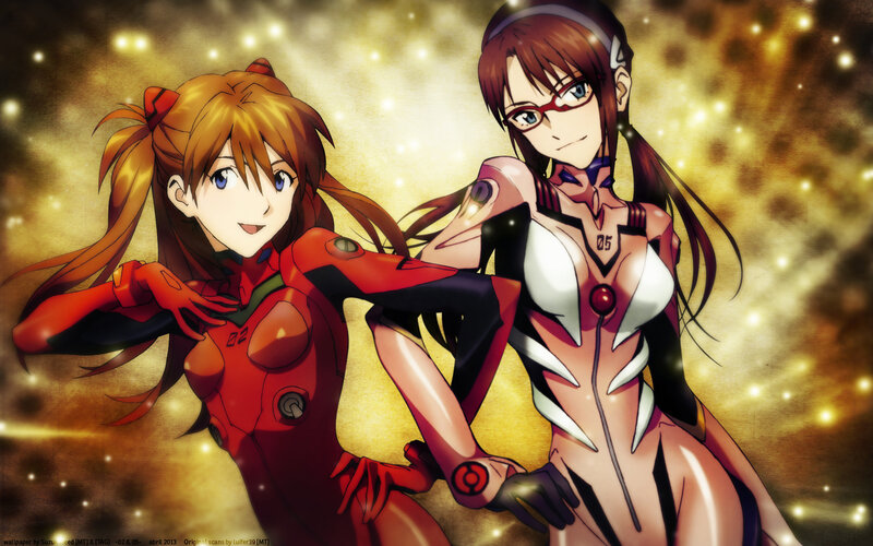 Two Anime Girls in Suits — Red, Dramatic, Mecha Suits