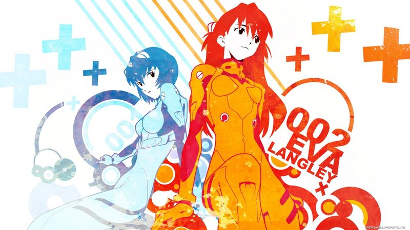 Two Anime Girls in Suits — Red, Dynamic, Crosses