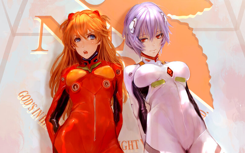 Two Anime Girls in Suits — Red