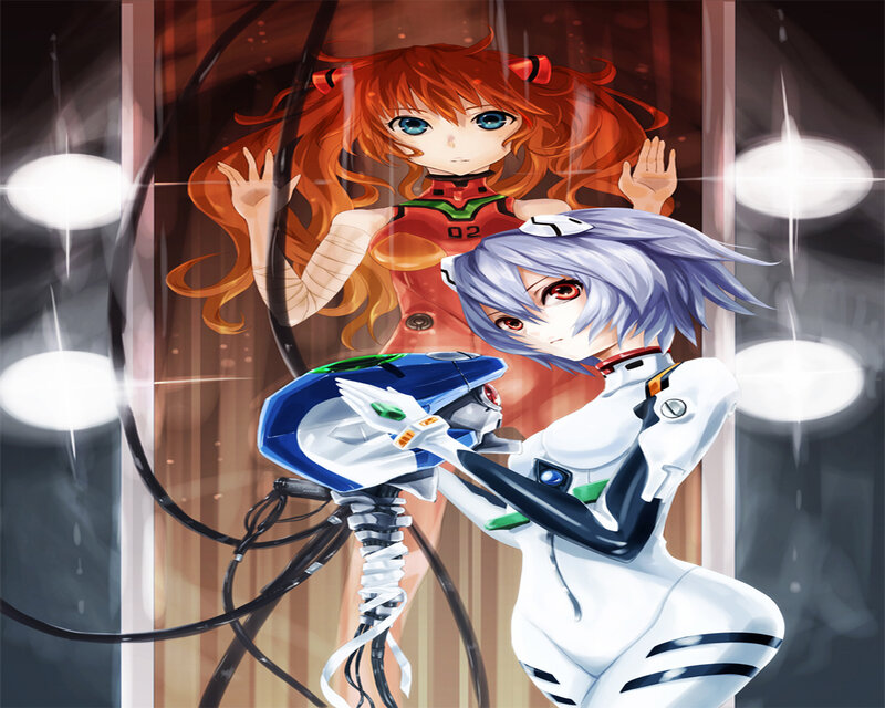Two Anime Girls in Suits — White