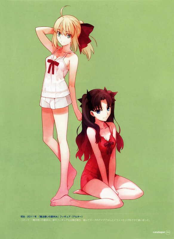Two anime girls in summer outfits