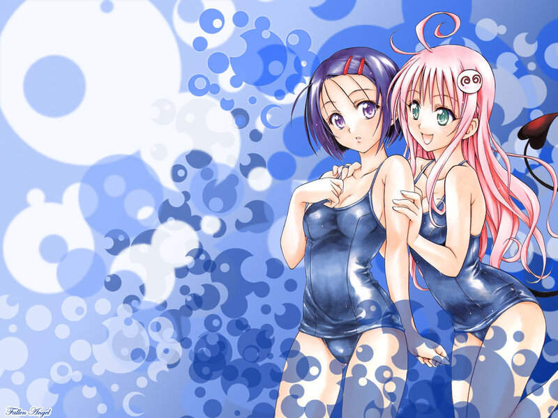 Two anime girls in swimsuits