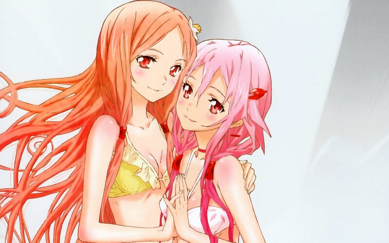 Two anime girls in swimsuits