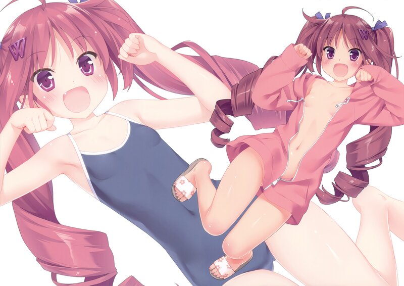 Two anime girls in swimsuits