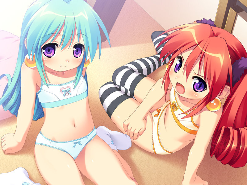 Two anime girls in swimsuits
