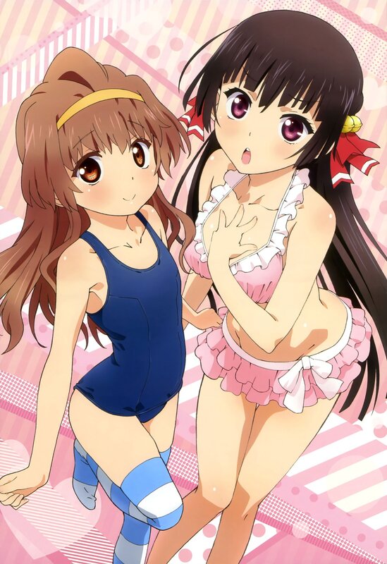 Two anime girls in swimsuits