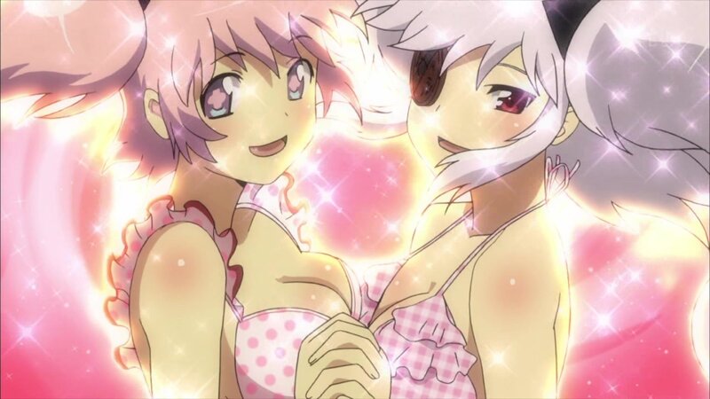 two anime girls in swimsuits