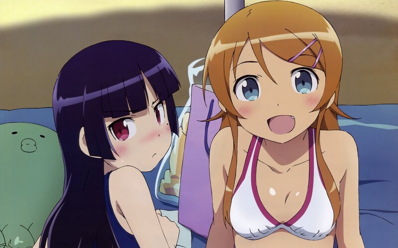 Two Anime Girls in Swimsuits — Blue