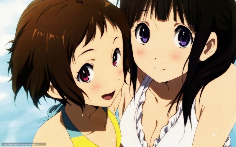 Two Anime Girls in Swimsuits — Yellow