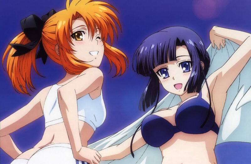 two anime girls in swimwear