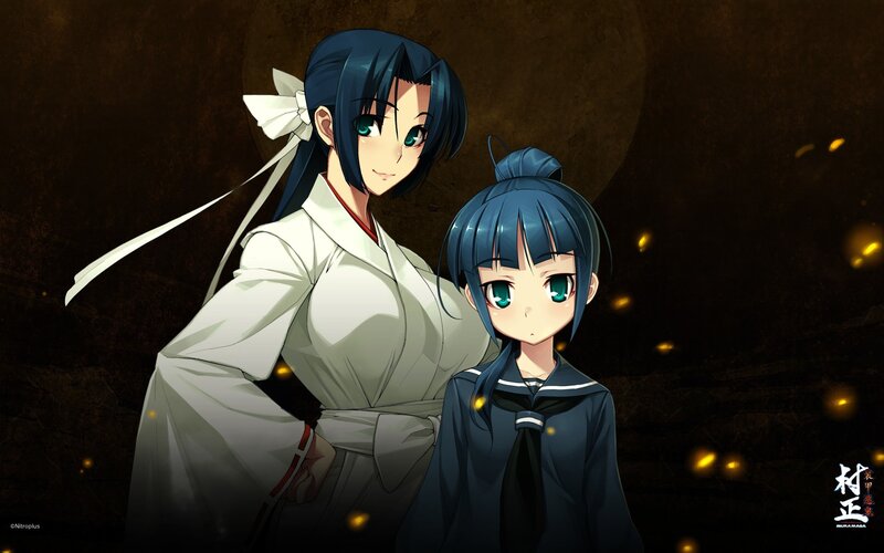 Two anime girls in traditional attire