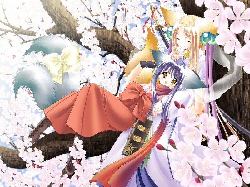Two Anime Girls in Tree — Pink