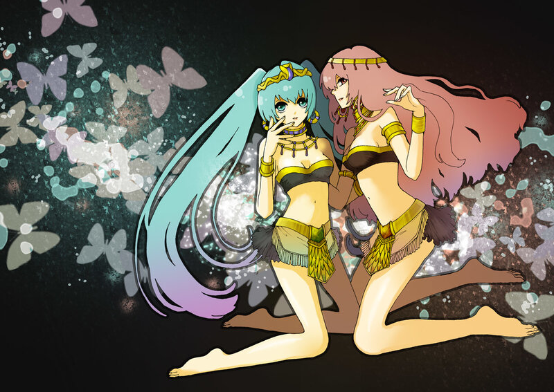 Two anime girls in tribal attire
