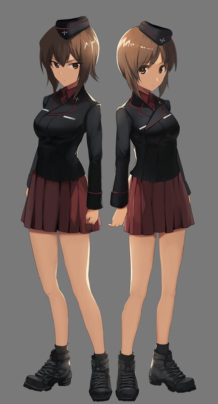 Two Anime Girls in Uniform — Black