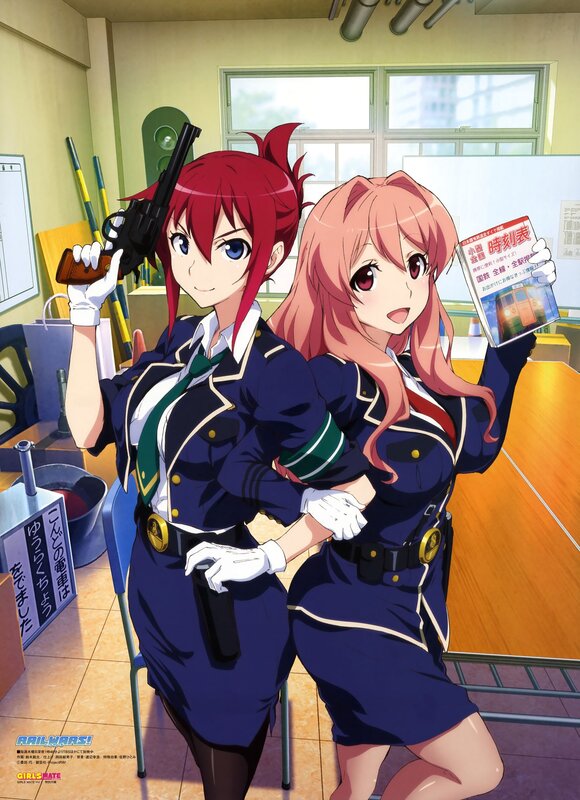 Two Anime Girls in Uniform — Blue, Playful