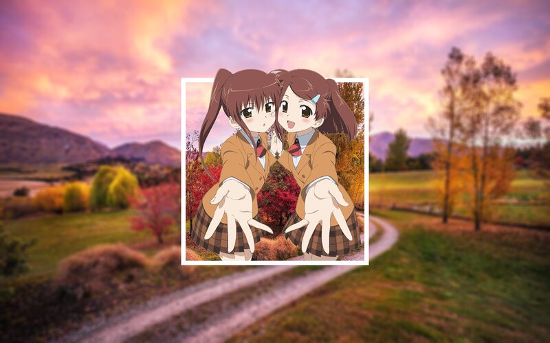 Two Anime Girls in Uniform — Brown, Serene